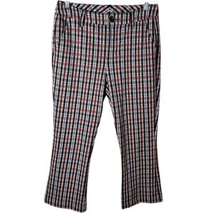 CAbi Red and Black Plaid Trousers Straight-Leg.